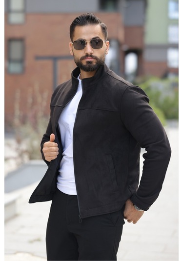 Basic Baharlık Süet Ceket - Sade Ve Şık Stil Siyah Süet