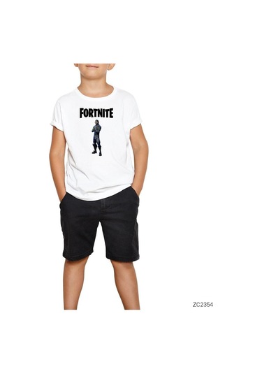 Fortnite Rogue Agent Beyaz Çocuk Tişört Siyah