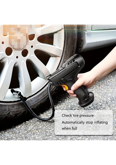 Xuweiwei 120w Siyah Kablosuz Şarj Edilebilir Lastik Şişirici Usb Taşınabilir Hava Kompresörü 150 Psı Dijital Göstergeli Abs 18650 Pil