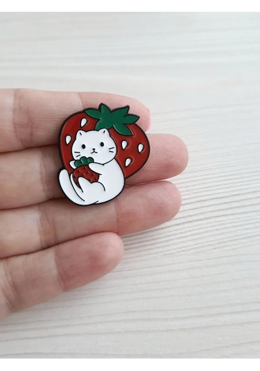 Proshik Emaye Detaylı Broş Kedi Rozeti 293456362 Siyah