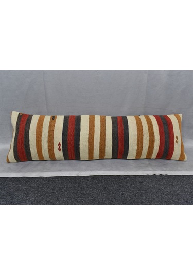Zehra Abla Halı Yeni El Dokuma Dekoratif Lumbar Kilim Kırlent Yastık Kılıfı 6689 Çok Renkli