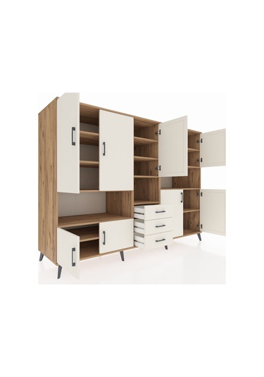 Kronos Dolap 13 Raflı 3 Çekmeceli 9 Kapaklı 220x59x163 Çam-aytaşı Çam-aytaşı