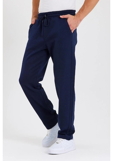 MMetalic Siyah-Antrasit-Lacivert-Gri Arka Cepli Etiket Detaylı Düz Paça Erkek Içi Pamuklu 4'lü  Eşofman Altı