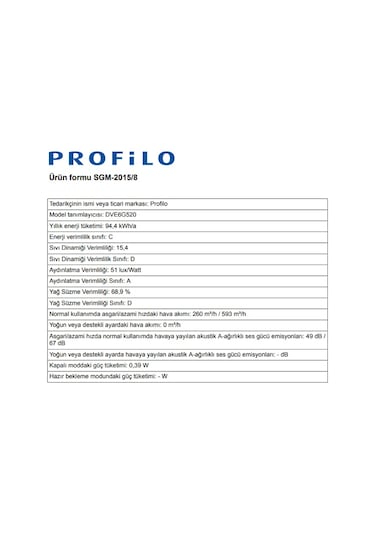 Profilo DVE6G520 Duvar Tipi 60 CM Davlumbaz
