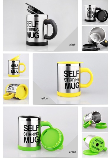 Yaleker 400ml Çift Katlı Paslanmaz Çelik Otomatik Kahve Karıştırıcı Bardak - Elektrikli Karıştırıcı, Sıcak/soğuk İçecekler İçin, Ev/ofis Kullanıma Uygun Kırmızı