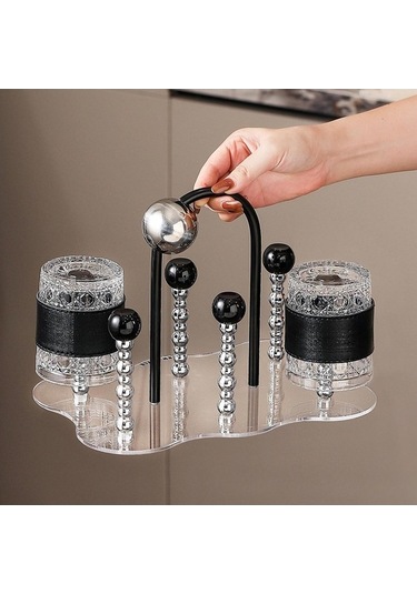 Trendooze 6 Süzgeci Yemek Masası Bardak Kurutma Rafı Ters Ofis Siyah Siyah