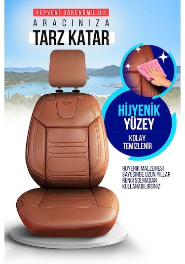 Taba - Taba Panda Rodos Serisi Deri Ortopedik Oto Koltuk Kılıfı - Tam Set