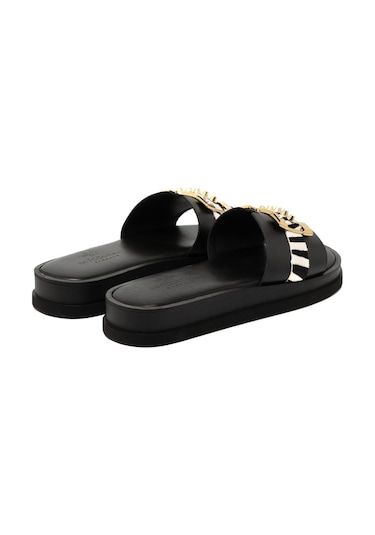 19 Black Terlik Kadın 26215 Myconian 2025 Greek Sandal Siyah