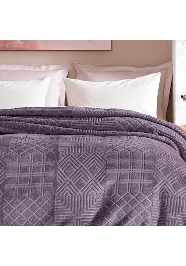Yataş Bedding Nova Çift Kişilik Emboss Battaniye - Kül Moru