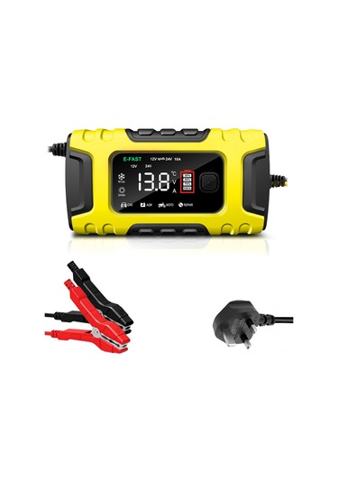 Ranyeek 7 Aşamalı Otomatik Akü Şarj Cihazı, Moto Ve Araç Aküleri İçin, Sarı İngiliz Tipi, Tk-600 Modeli