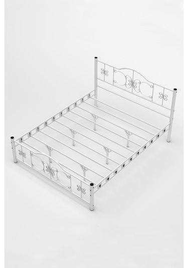 Argimo Pero Çift Kişilik Ferforje Metal Beyaz Karyola 150x200