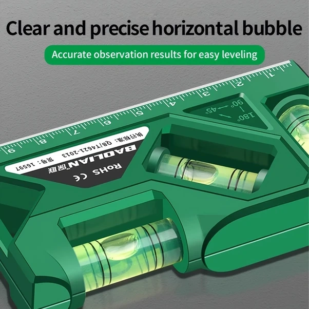 Willowhaven Yeşil 105mm Manyetik Terazi, Yüksek Hassasiyetli 3 Kabarcık Göstergeli, Darbe Dayanımlı Abs Ölçüm Aleti