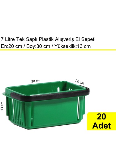 Kozmetik Ve Bijuteri Plastik Alışveriş El Sepeti 7 Litre Yeşil 20 Adet / En:20 Boy:30 Yükseklik:13 Cm Yeşil