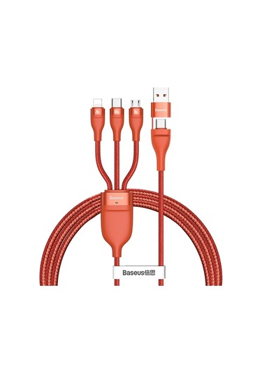 Baseus 3'ü 1 Arada Hızlı Şarj Kablosu - 100w Pd, 1.2m Turuncu