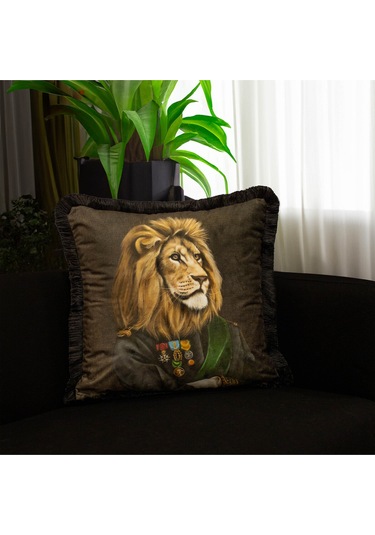 Mr. Lion Kadife Yastık/kırlent Dolgu Boncuk Elyaf Uluslararası Yıkama Ve Solmama Sertifikası Çok Renkli