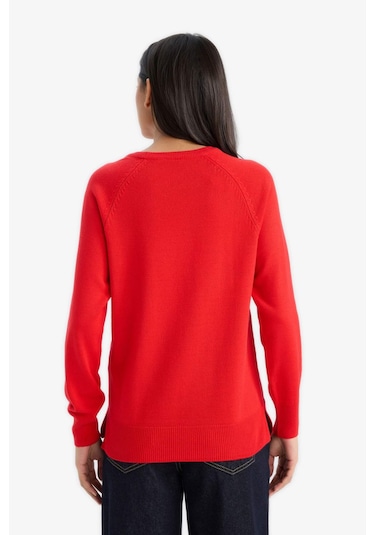 Defacto Relax Fit Bisiklet Yaka Basic Düz Triko Kazak I6913az25wnrd117 Kırmızı