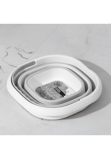 Porsima 1175 Damla Katlanabilir Silikon Su Kovası Gri Beyaz Beyaz - Gri