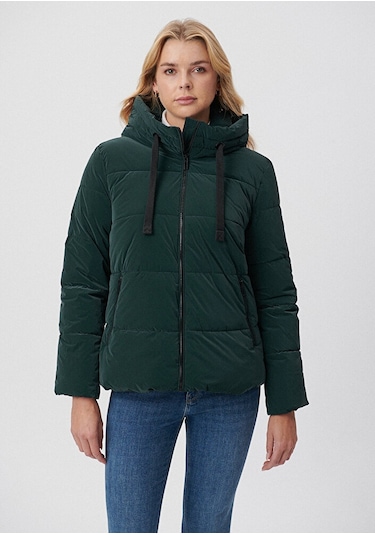 Mavi - Kapüşonlu Koyu Yeşil Şişme Mont 1110043-71929 Yeşil