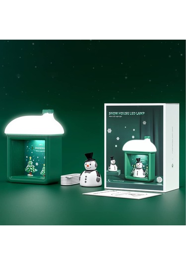 Teltree Yeşil Santa Kar Ev 3d Led Lamba, 2 Anahtar Modu Düğme + Bebek , 3 Parlaklık Seviyesi, Usb-c Şarjlı, Noel Dekorasyonu Hediyelik Yeşil