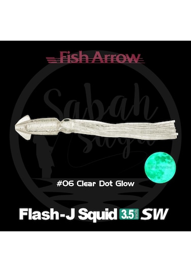 Fish Arrow Flash J Squid 9cm Sw 06 Clear Dot Glow Silikon Kalamar 5 Adet