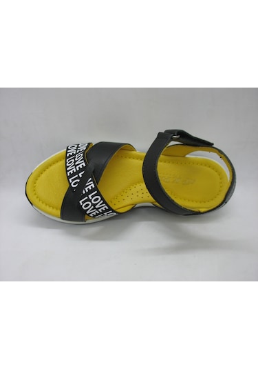 Piarmoni 494 Siyah Deri,anatomik Taban Sandalet 31-36 Siyah