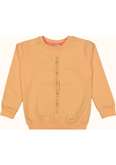 Kanaviçe Nakışlı Kız Sweatshırt Yavruağzı