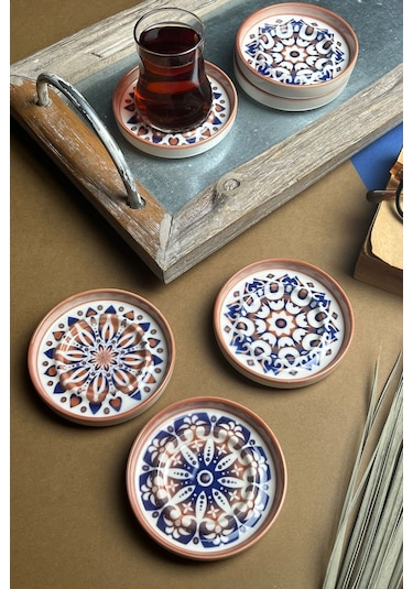 Tabak Evi Stoneware Mozaik Red Sefa 6 Lı Çay Tabağı 10cm Çok Renkli