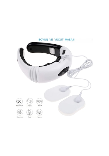Hymark Servikal Masaj Boyun Omuz Usb Şarjlı Masaj Aleti Fizik Beyaz - Siyah