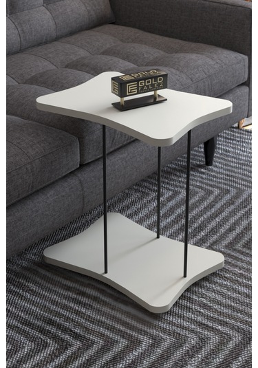 Yan Sehpa Tekerlekli Servis Sehpası Hnd Krem