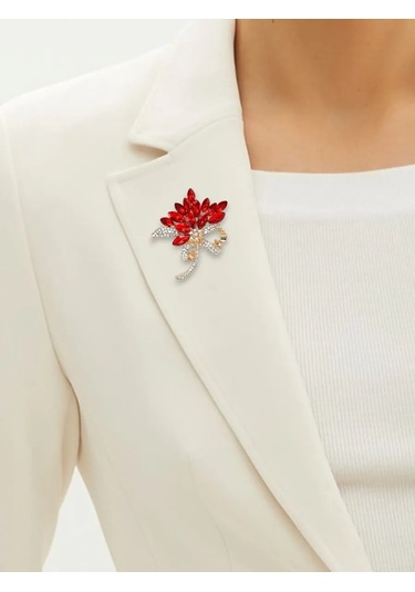 Fashion Jewelry Çiçek Broş Takı 170099283 Kırmızı