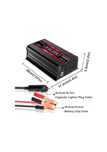 4000w Tepe Güç Değiştirilmiş Sinüs Dalgası İnvertörü Led Ekran 300w Nominal Güç İnvertörü Dc