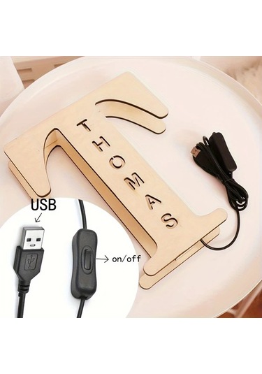 Willowhaven I 1pc Zouwıı Kişiselleştirilmiş Led Duvar Gece Lambası Özel İsim Tarih Üst Kasa Harfler Geri Dönüştürülmüş Ahşap Usb Beslemeli Yatak Odası Dekorasyonu Ahşap