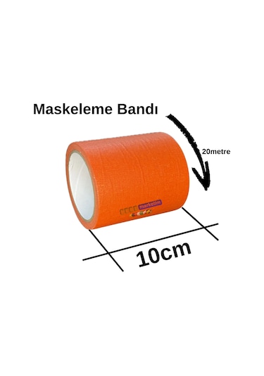 Maskeleme Kağıt Bant Geniş Taban Bandı 100mmx20mt Turuncu