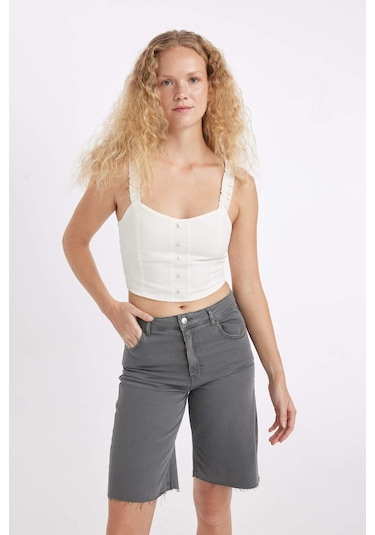 Defacto Normal Bel Kısa Paça Gabardin Bermuda Şort D0965AX24SMGR449 Gri Defacto Normal Bel Kısa Paça Gabardin Bermuda Şort D0965AX24SMGR449 Gri