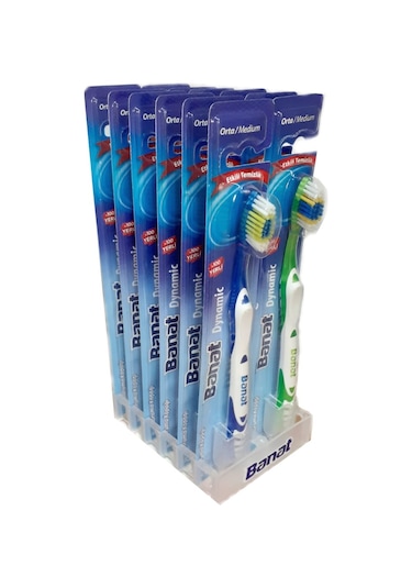 Banat Dynamic Kapaklı Diş Fırçası Medium 12 Adet