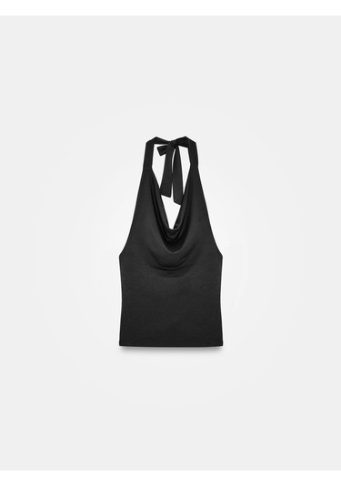 Dilvin 32973 Degaje Yaka Top-siyah