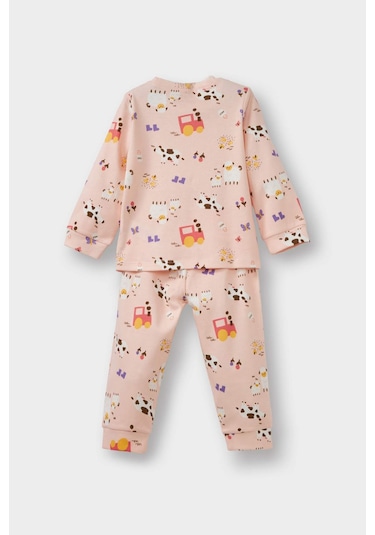 Defacto Kız Bebek 4lü Pijama Takımı Uzun Kollu Üst Uzun Alt F0638a525aupn114 Pembe-pn114