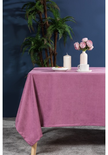 Elart Soft Kadife Masa Örtüsü Dikdörtgen 150x220 Cm Gülkurusu Gülkurusu