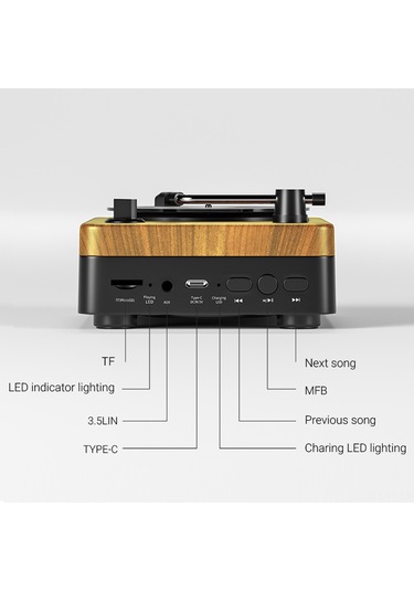 Teltree Ko-star Nostaljik Çalar Desenli Taşınabilir Hoparlör - Bluetooth 5.3 + Aux + Tf Kart Desteği, 1200mah Pil, Açık Ahşap Rengi