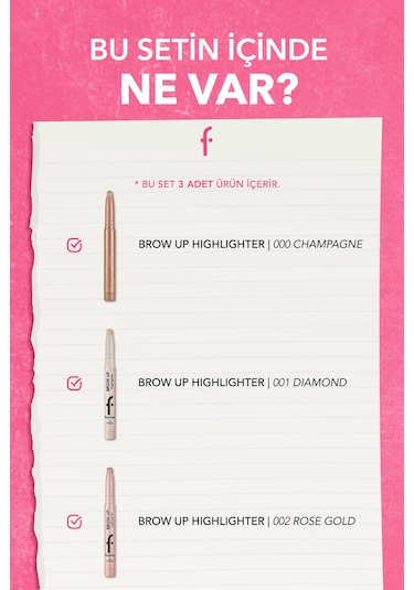 Flormar Brow Up Asansörlü Kalem Aydınlatıcı Seti 009 3'lü