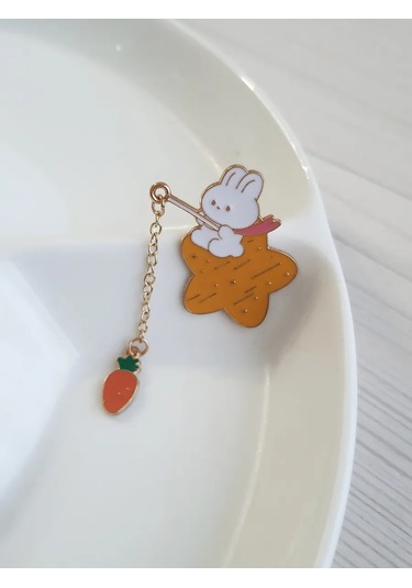 Proshik Emaye Tavşan Broş Rozet 302425265 Beyaz