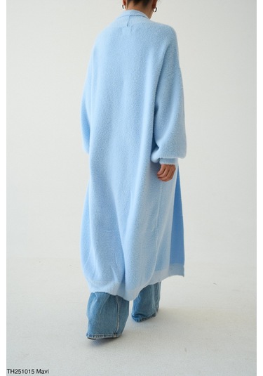 Kadın Giyim Oversize Uzun Peluş Hırka Yumuşak Dokulu, Rahat Ve Şık Tasarım Şık Kombinler Mavi