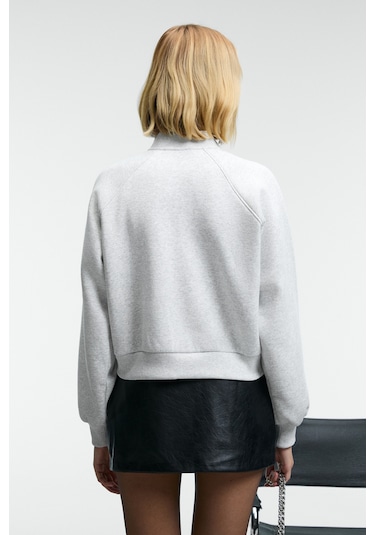 Grımelange Yasvell Kadın Metal Fermuarlı Çift Cepli Nakış Detaylı Balon Kollu Bomber Grimelanj Ceket Grimelanj