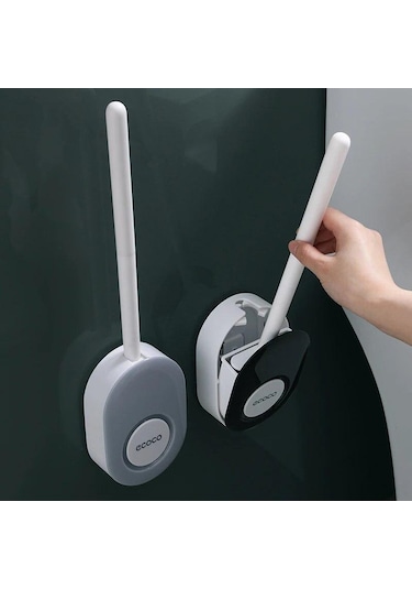 Gri Duvara Monte Tuvalet Fırçası Tutucu, Ölü Açı Yok Silikon Tuvalet Fırçası Seti Temizleme Fırçası Banyo Aksesuarları