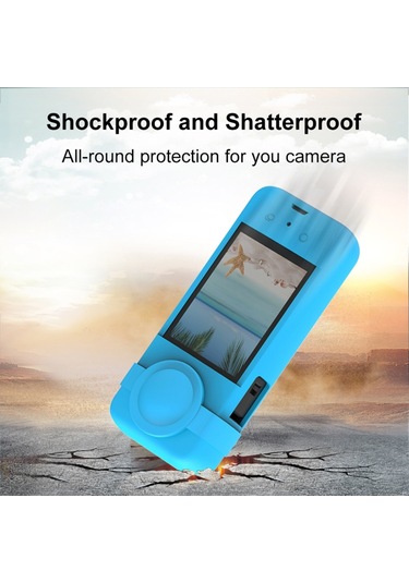 Ranyeek Insta360 X3 Panoramik Kamera İçin Mavi Silikon Korumalı Kılıf + Lens Kapağı