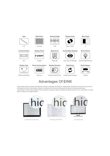 Waveshare 2.13 İnç 212 X 104 Piksel Siyah/beyaz Esnek E-kağıt E-mürekkep Ekran Modülü Raspberry Pi Pico İçin, Spı Arayüzü