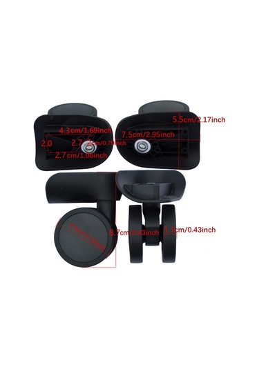 Suntek 2x Bagaj Tekerleği Esnek Sessiz Güçlü Taşıma Siyah