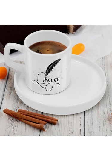 Bk Gift Kişiye Özel Sunum Tabaklı Avukat Tasarımlı Kahve Fincanı-5, Sevgiliye Hediye, Arkadaşa Hediye, Avukata Hediye Kobitmeyen137769 Bk Gift