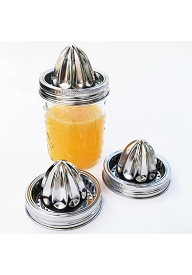 2 Adet Manuel Meyve Sıkacağı Taşınabilir Geniş Ağızlı Kavanoz Vidalı Kapaklı Delikli Gıda Sınıfı Paslanmaz Çelik Limon Portakal