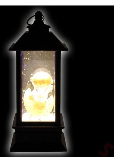 Uçuşan Simli,12,5cm X 5cm Led Işıklı Astronot Fener Küre - B
